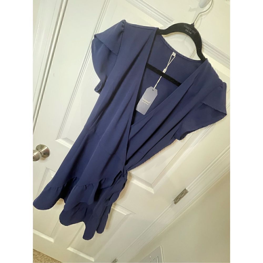 Sampeel women’s navy wrap dress size small NWT